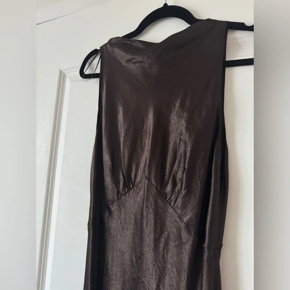 ZARA Espresso Sleeveless Gown - NWT - Picture 1 of 5